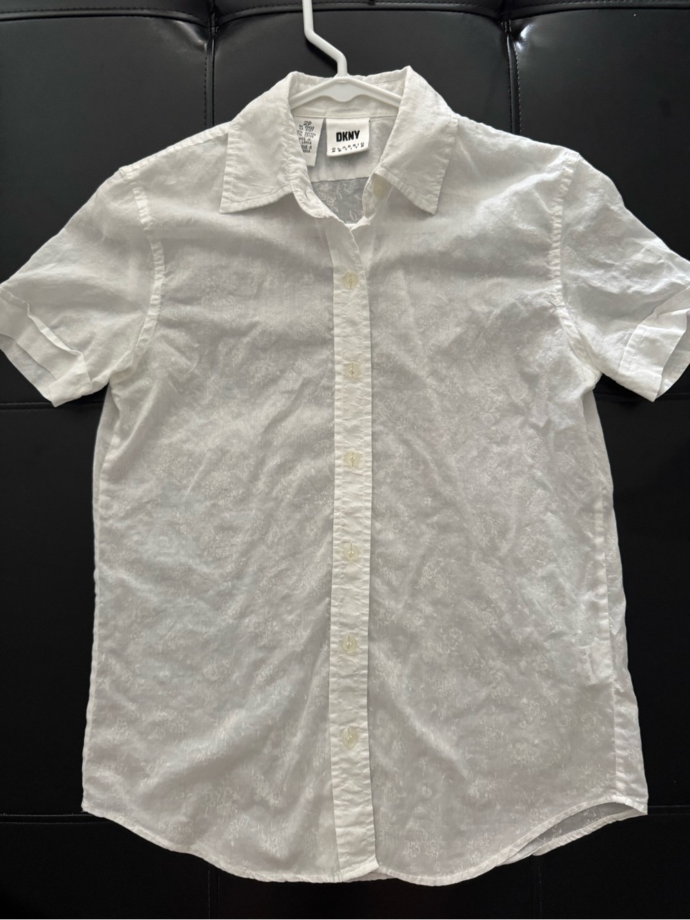 DKNY White Short-Sleeve Casual Button-Down Shirt
